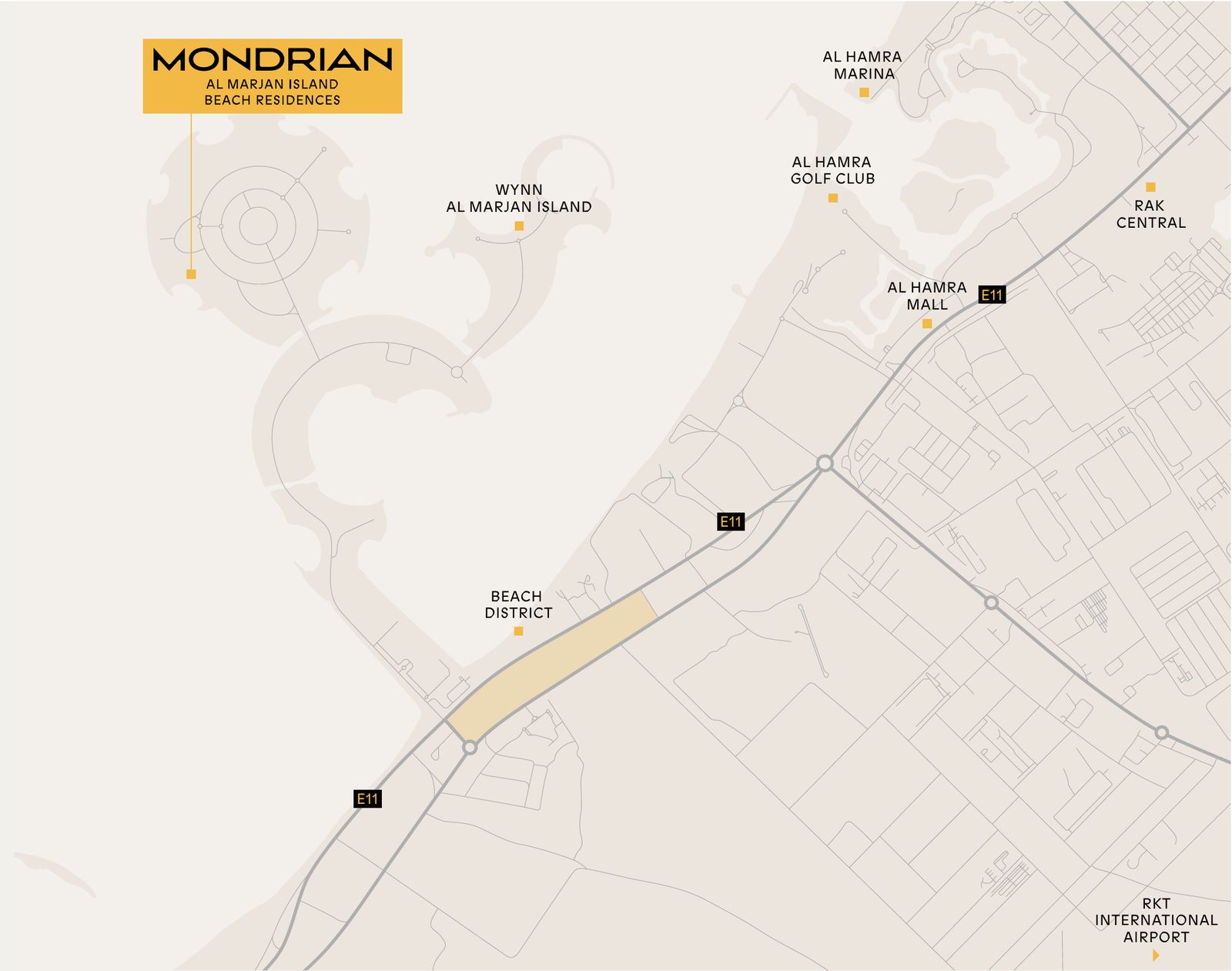 Map of Al Marjan Island showing Mondrian